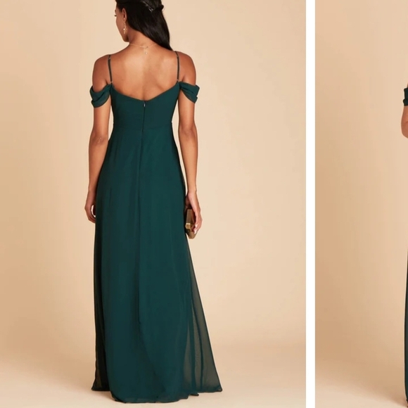 Birdy Grey Devin Chiffon Bridesmaid Gown Floor Length In Emerald NWT XS - Picture 2 of 12